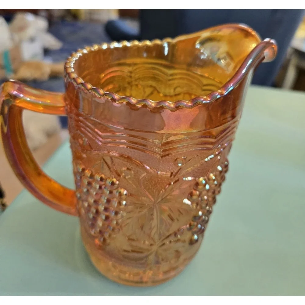 Carnival‎ Glass Pitcher Amber Marigold Small 5.5
